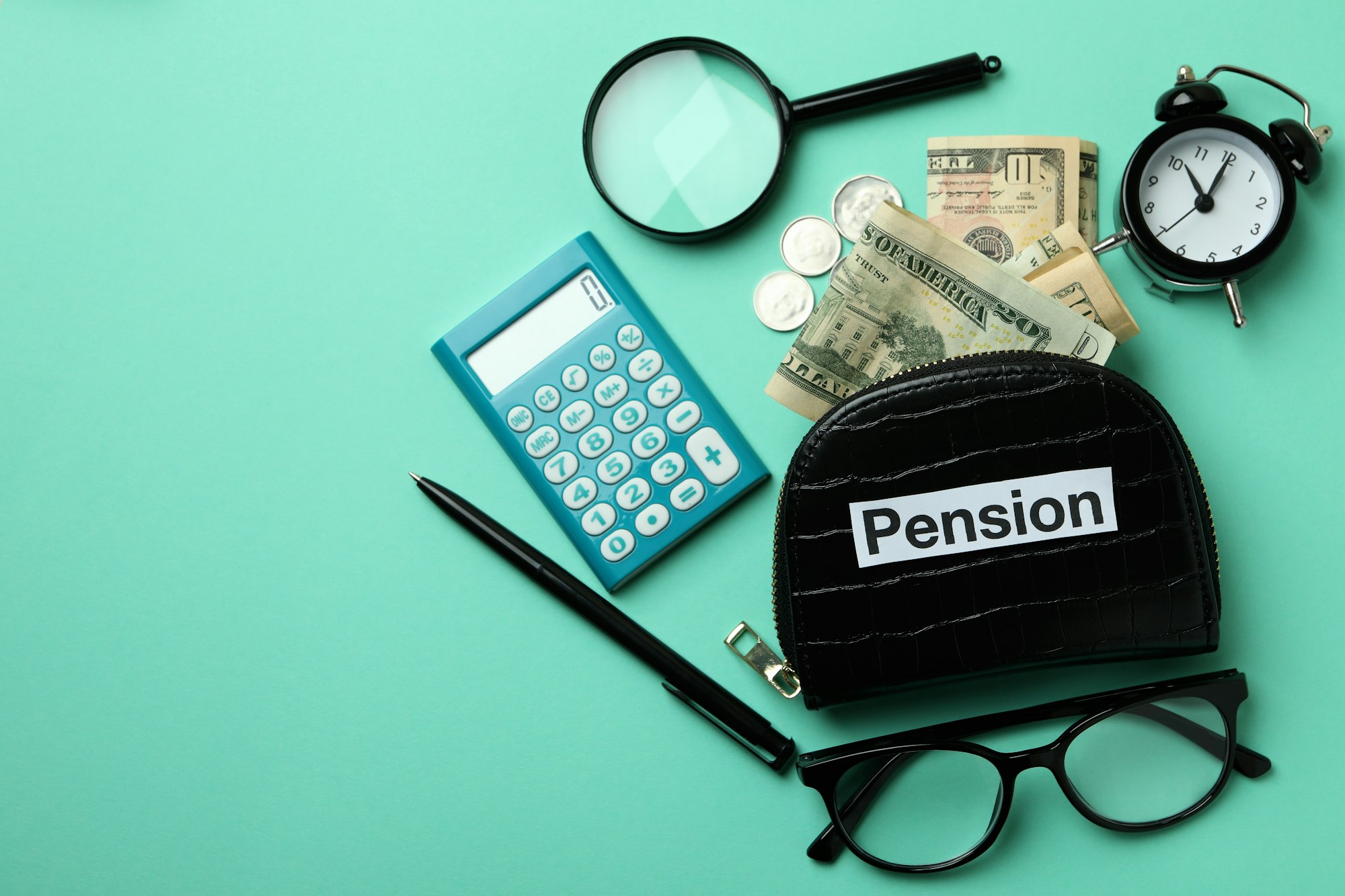 Concept of pension or retirement plan on mint background